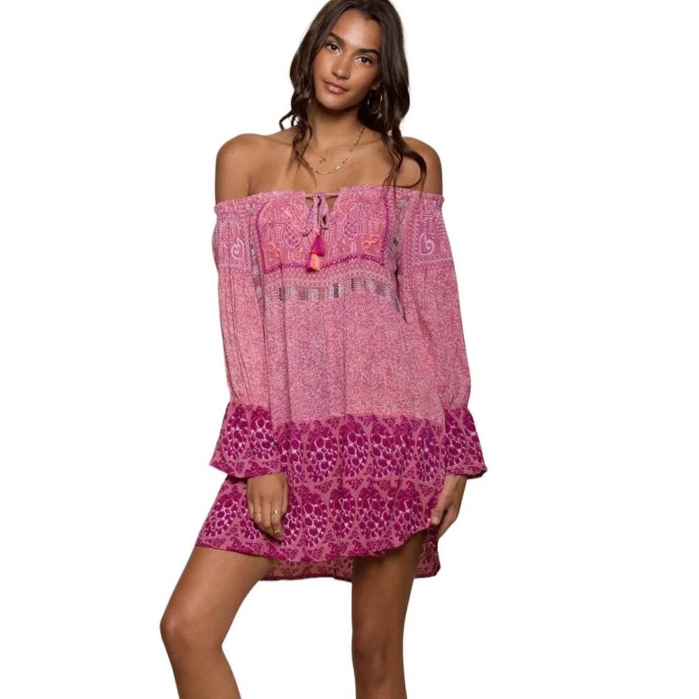 Anthropologie Raga Mariposa Off the Shoulder Mini Dress Size Small Sample NEW